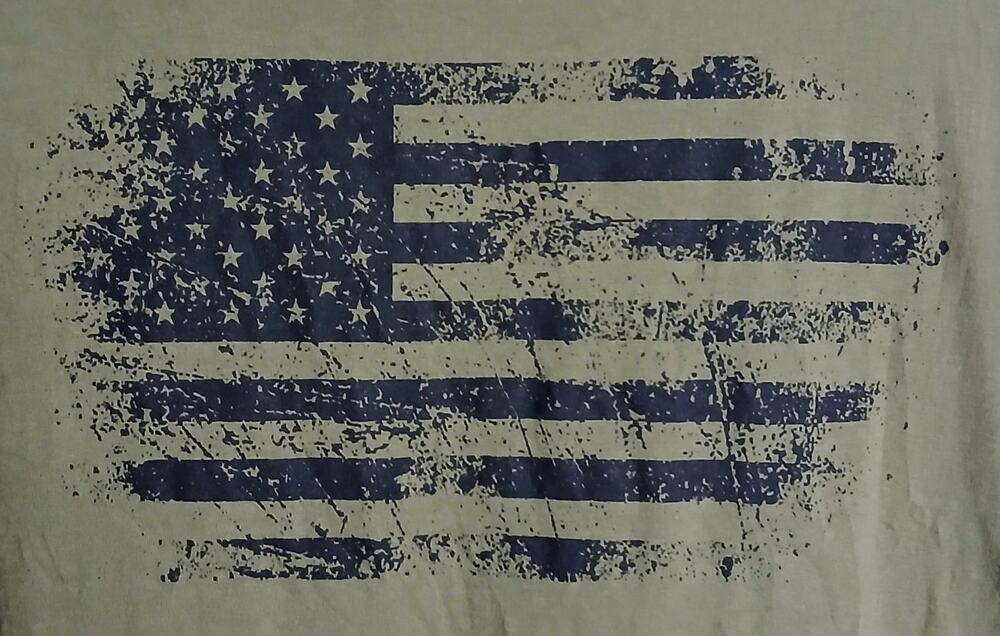 Grunt Style American Flag Long Sleeve T-Shirt Mens XL Brown Graphic Tee
